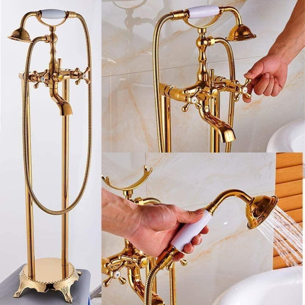 Ensemble de douche laiton antique avec mitigeur de baignoire et robinet de remplissage mural