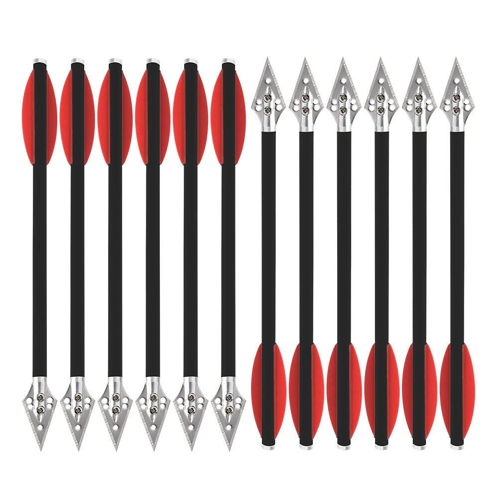 SHARROW Tiro con L'Arco Frecce di Balestra in Carbonio 7 Pollici Balestra Bulloni Frecce di Caccia con 2 Lame Broadheads in Acciaio per la Pratica di Balestra Caccia