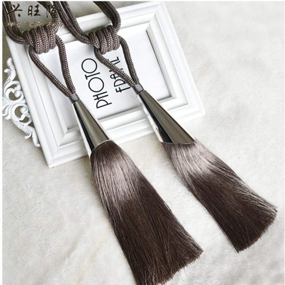 Hebilla de Cortinas 2 Piezas Cortina Borla Cepillo Tieback Colgante Bola Correas Amarre Atar Cuerdas cinturón Cortina Accesorios Broche Cinta de Lazo Espalda Gris