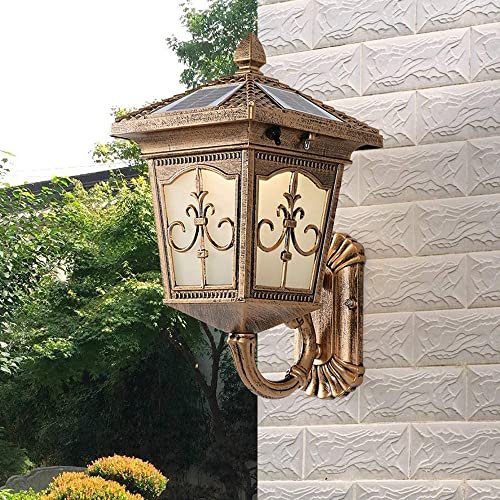 Applique extérieure solaire haut de gamme en aluminium et verre style européen