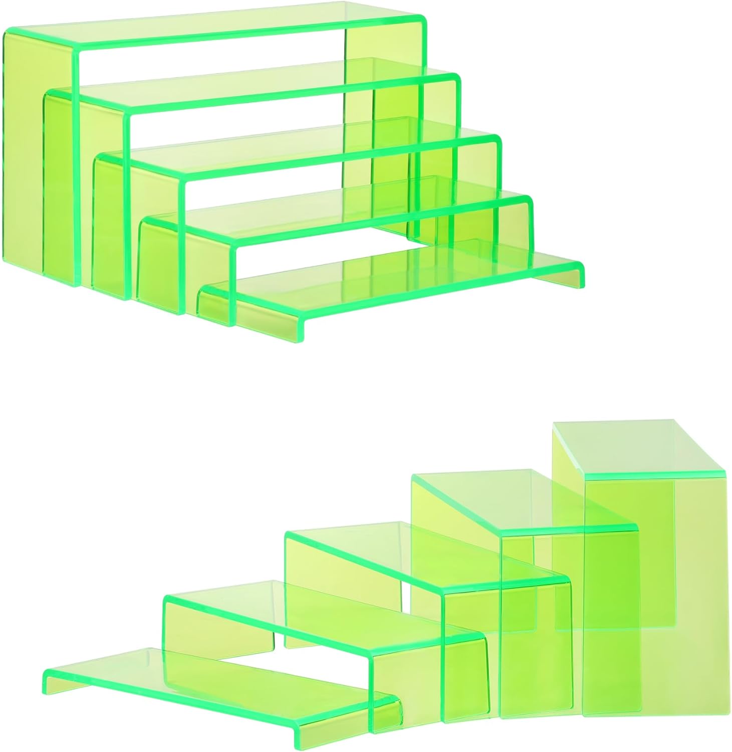 Acrylic Display Risers, 2 Sets (10 pcs) - Transparent Green