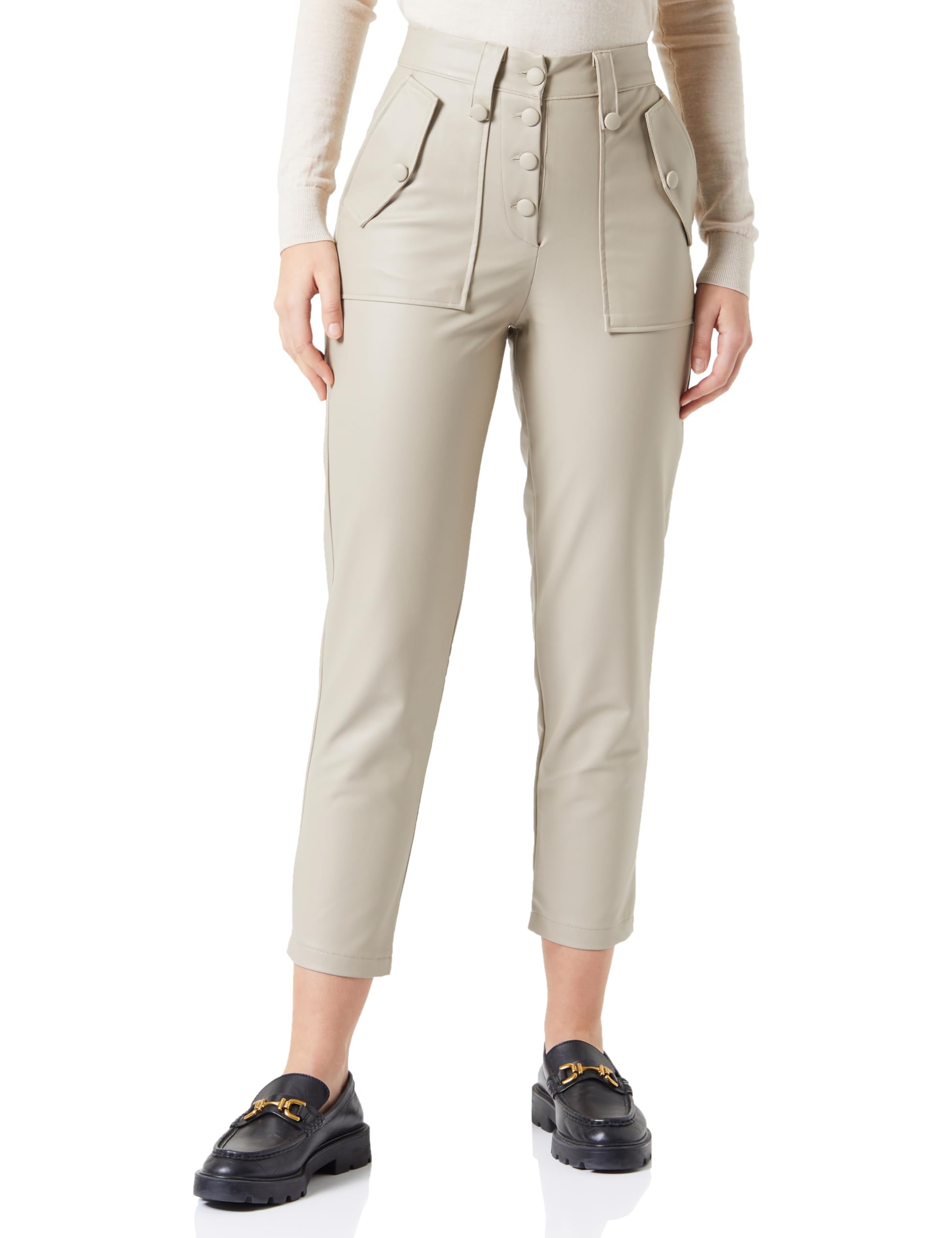 TRENDYOL Damen Gerade Normale Taille Hose Pants, Mink, 34