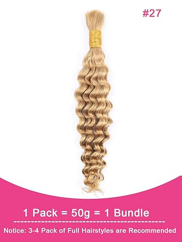 Miniatura 9 de RESACA Cabello humano ondulado profundo a granel para trenzar de 18 pulgadas, 2 manojos 100% sin procesar, extensiones de cabello humano virgen