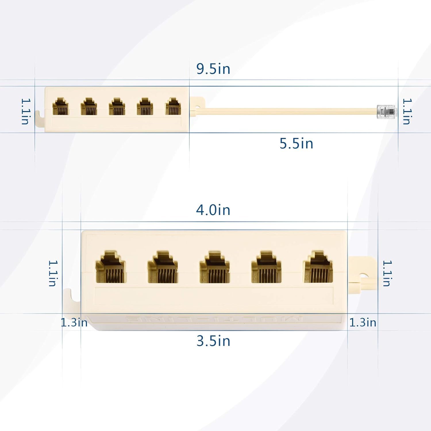 Adapter 5-kierunkowy gniazdko 6P4C RJ11 RJ12 telefon modułowy adapter rozdzielacza liniowego beżowy 1-w-5-out