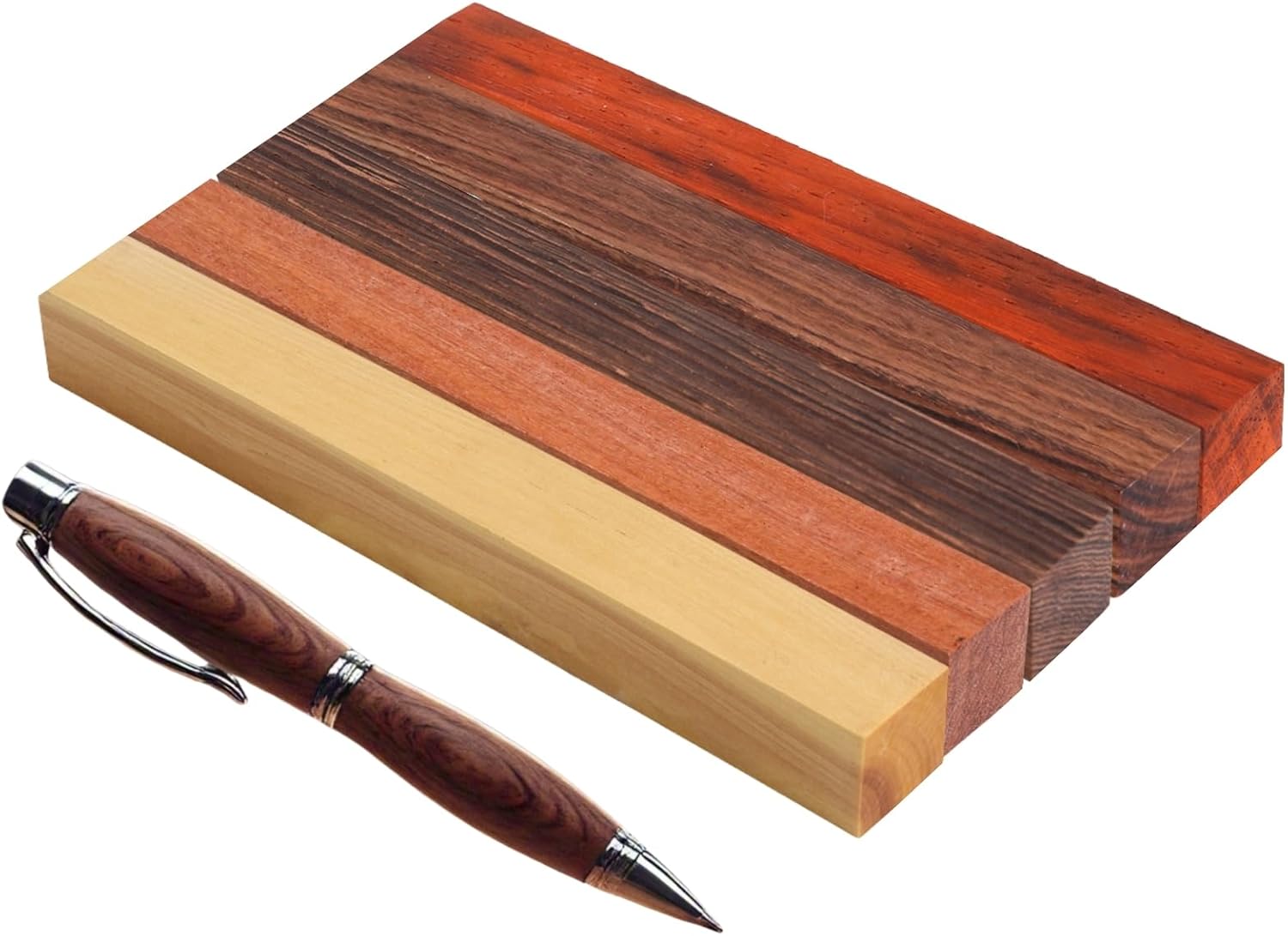 IECAP LLC Exotic Wood Pen Blanks for Turning – Pack of 5 Hardwood Pen Blanks (Wenge, Bubinga, Padauk, Boxwood, Brown Hardwood) – Wood Blanks for Pen Turning Supplies Pen Crafts - 5 x 3/4 x 3/4 Inch