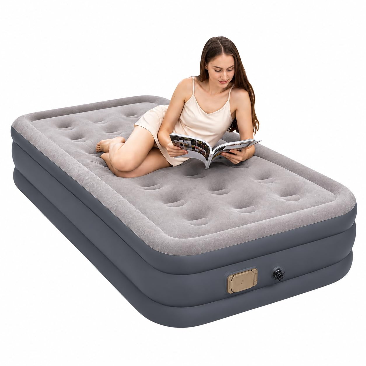 Drumstone { 2026 Brings 5 Years Warranty ) Inflatable Air Bed Single Size Portable Foldable Air Mattress for Home Guests Camping Travel with Strong PVC Build 190x100x40cm-image-5