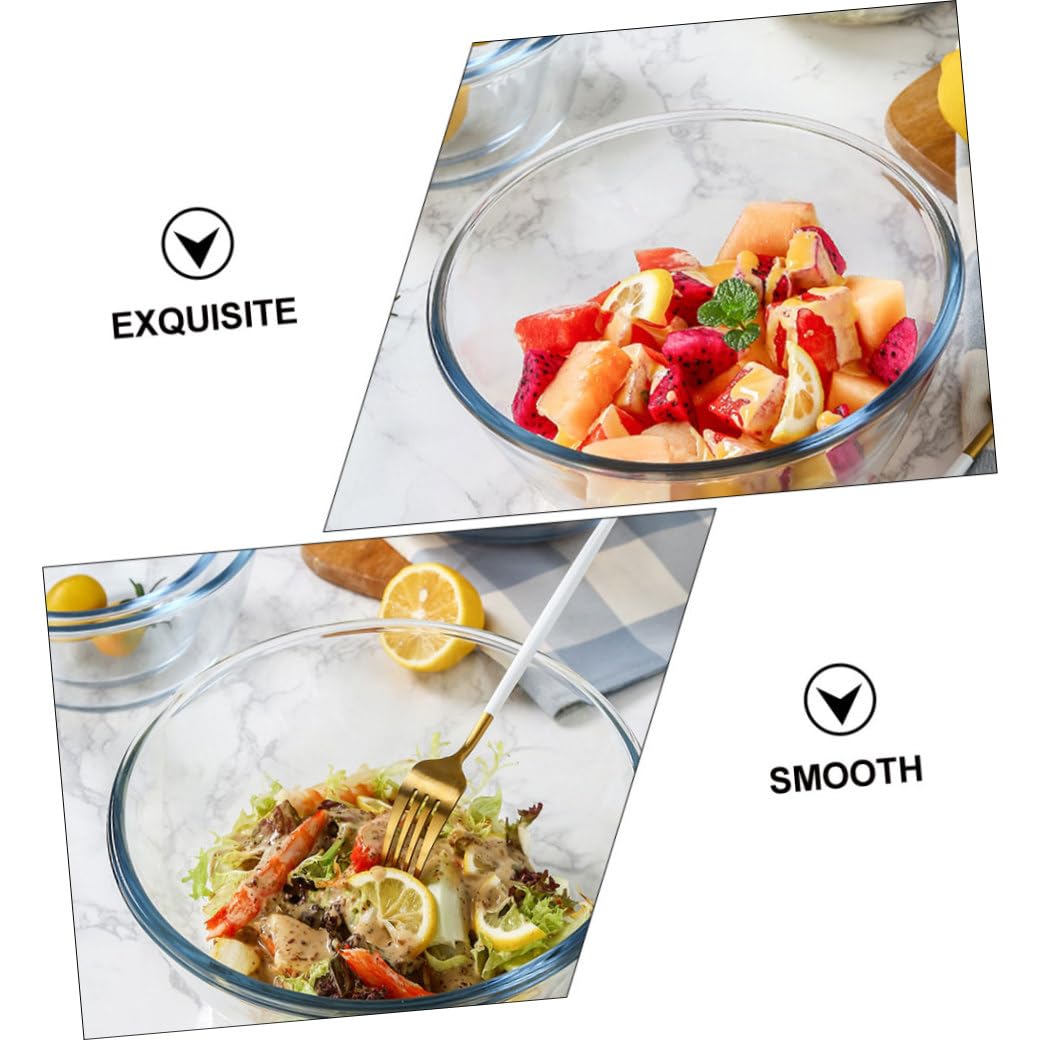 Ciotola per Insalata in Vetro Temperato Bianco 1000 Ml | Stile Giapponese Creativo, Bordo Liscio, 1 Pezzo per Cucina e Servizio, Uso Decorativo