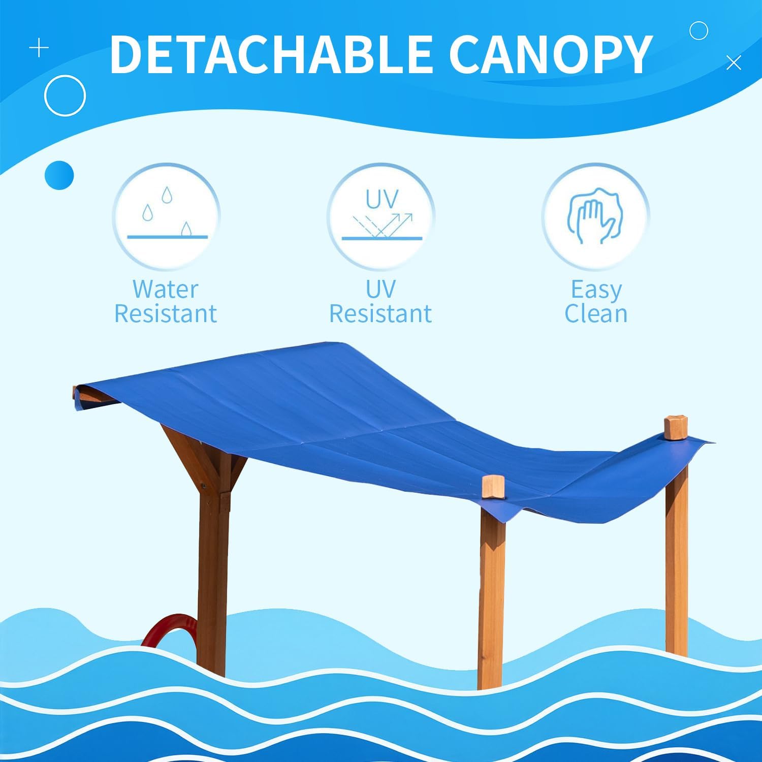 63" Large Wooden Pirate Ship Sandbox with Cover, Waterproof Canopy & Storage Bench, Sturdy Sand Pit with Rudder & Steps for Children Ages 3-8, Play Equipment for Backyard & Garden