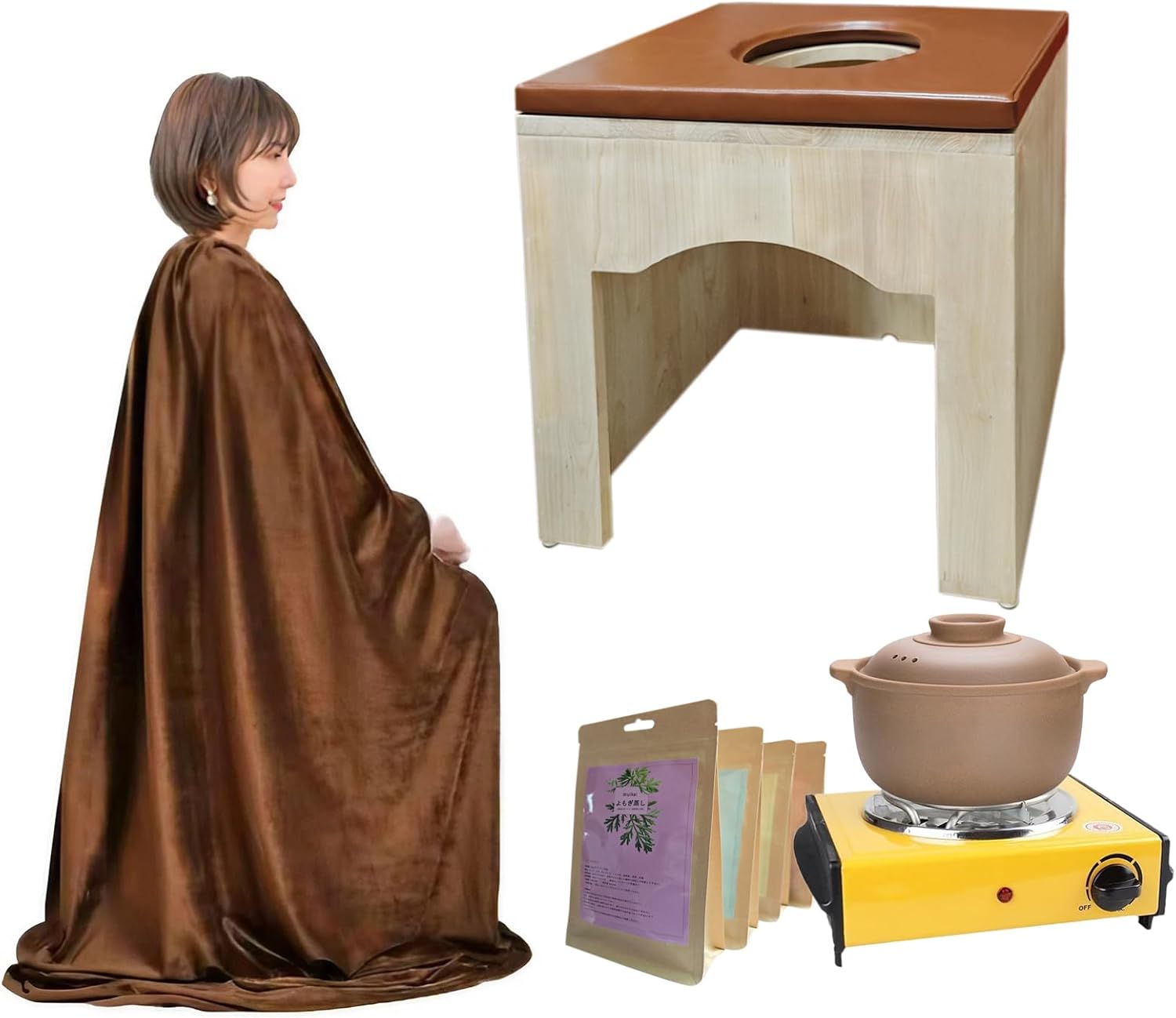 夏休みスペシャル】 よもぎ蒸し5点セット 黄土よもぎ蒸し