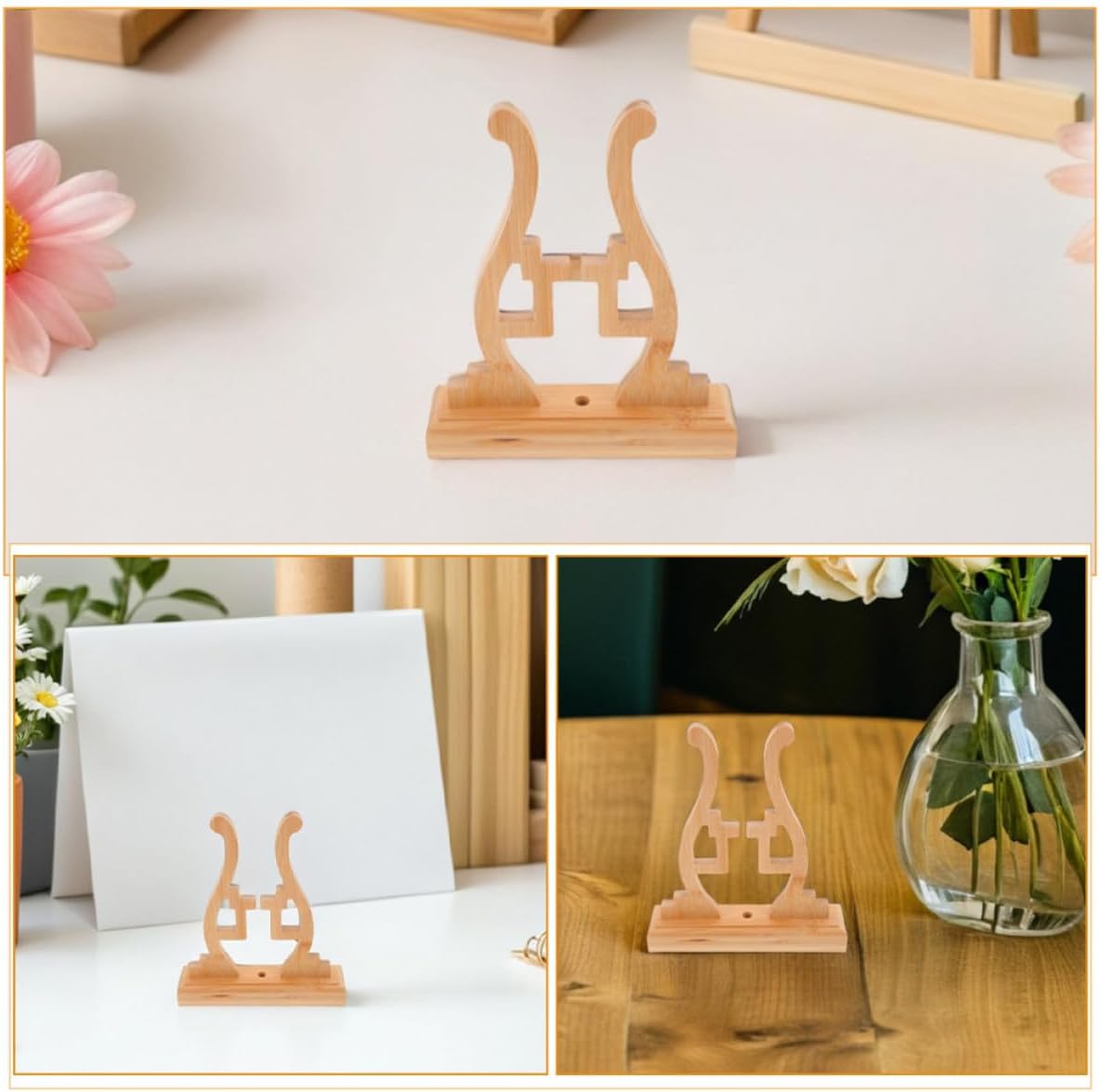 Vase Shaped Bamboo Hand Fan Stand for Storage and Display 1pcs image 3