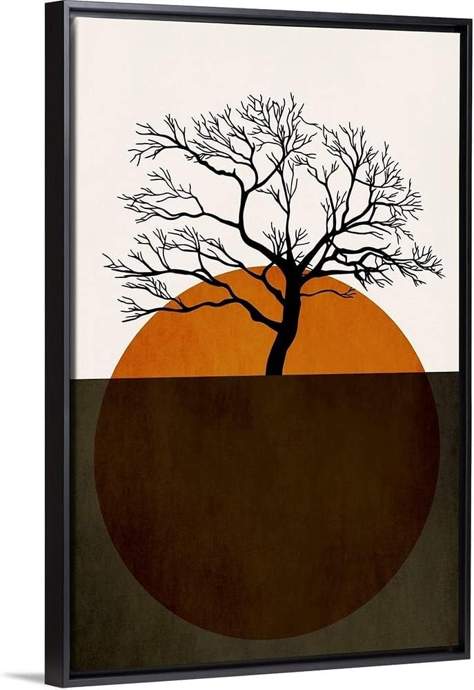 Sunny Days of Silence Black Float Frame Canvas Art, Tree Artwork