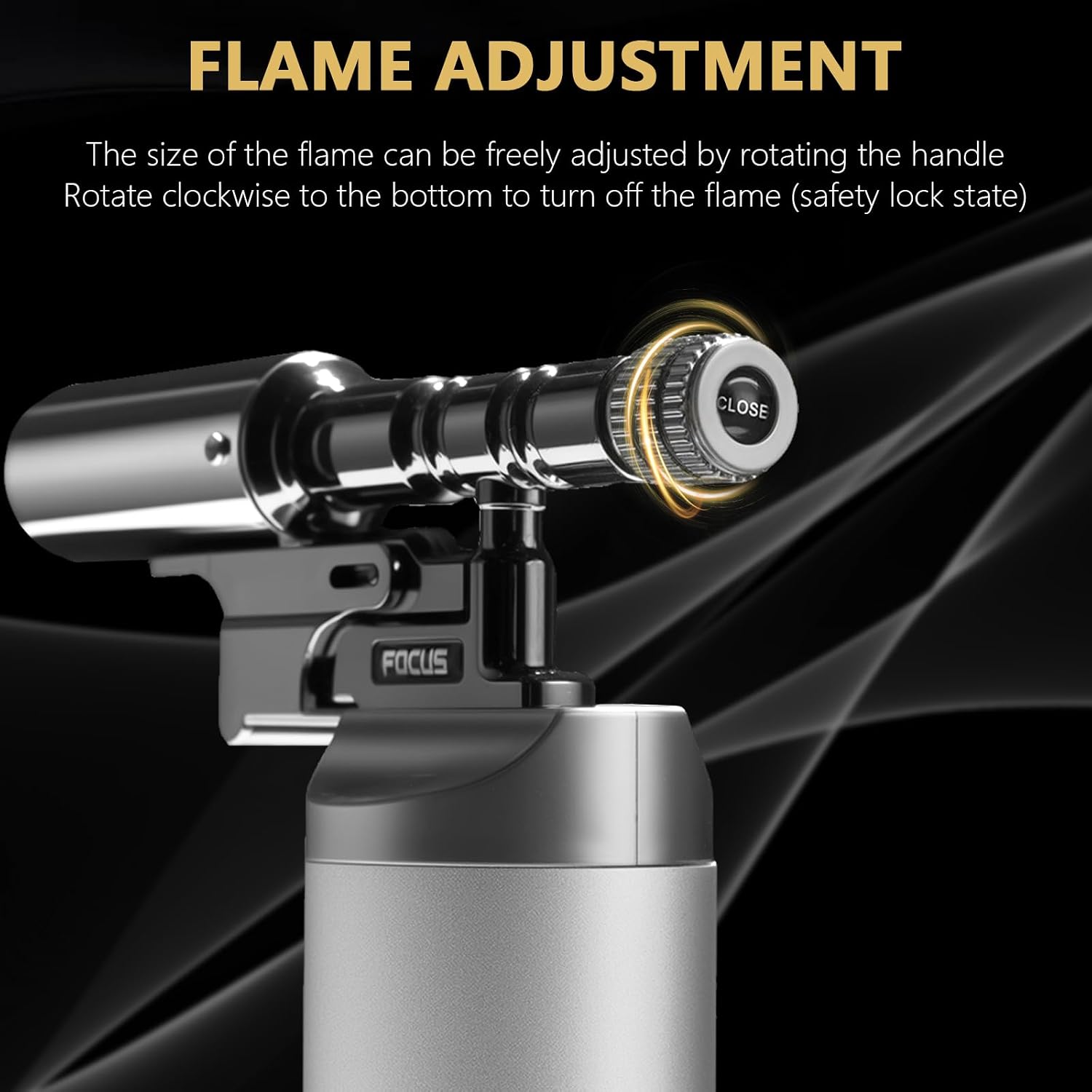 Butane Torch Lighter,Kitchen Torches For Cooking,Mini Adjustable Flame Blow Torch,Cooking Creme Brulee Torch,Gift for family(Butane Not Included) (SILVER)