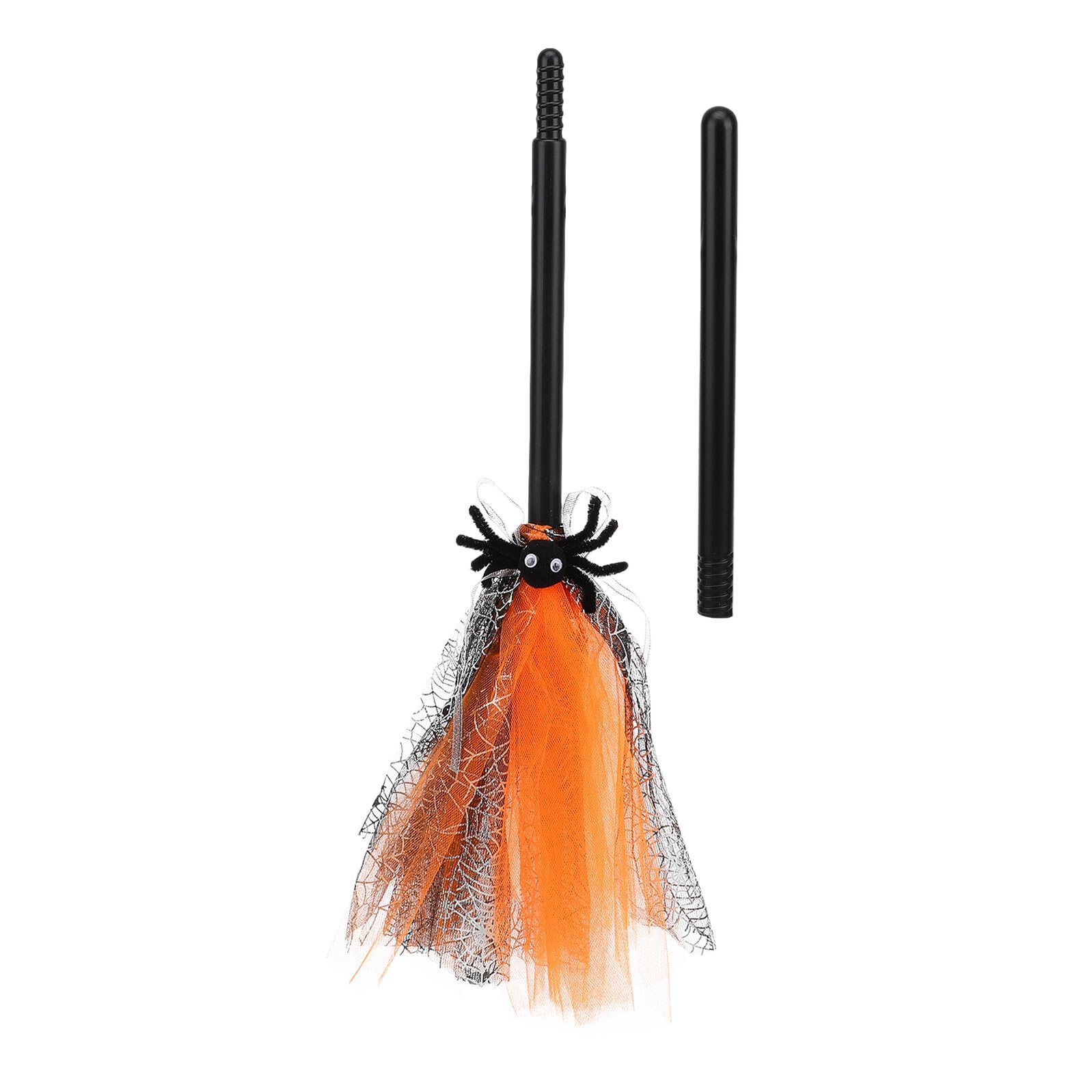GALPADA Spazzola da Strega Halloween in Plastica e Rete Accessorio Decorativo per Feste e Cosplay Scopa Magica Arancione per Masquerade e Party Tema Halloween