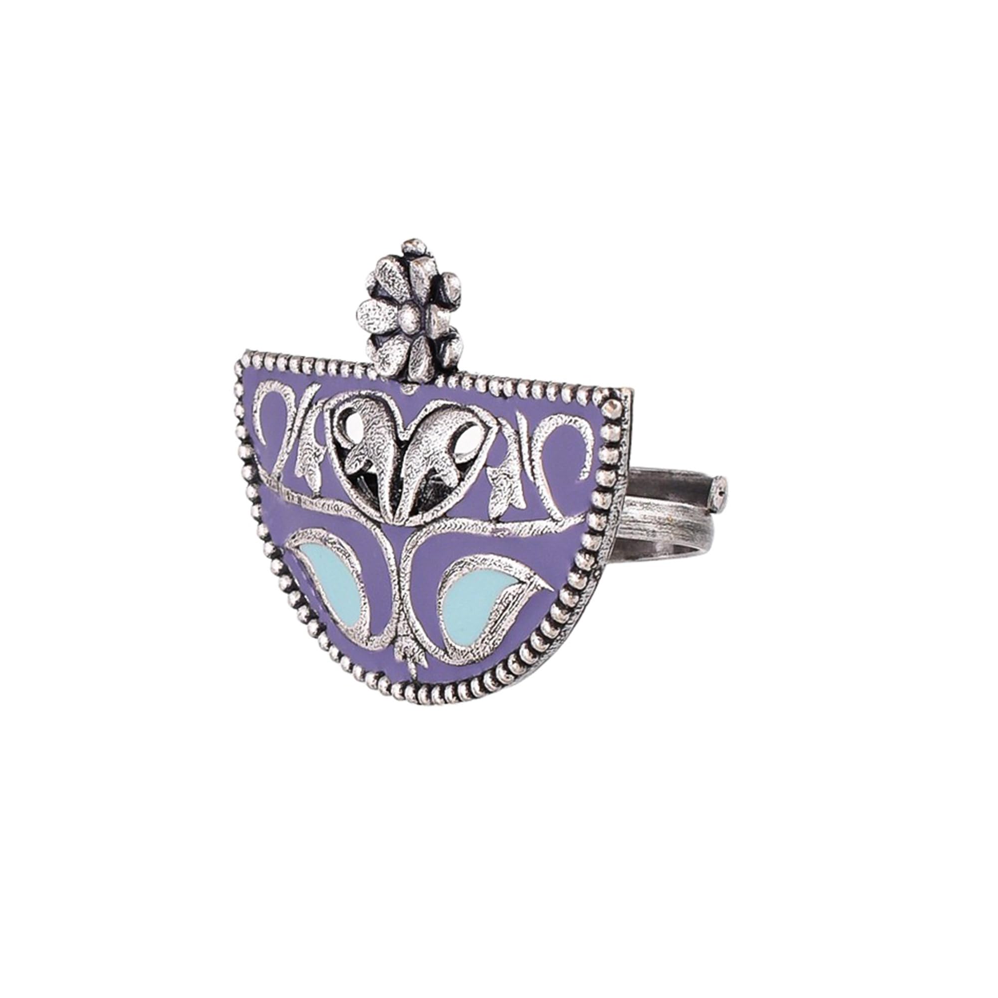 VOYLLA Arabian Nights Adjustable Oxidised Plated Enamelled Brass Ring (B0CR1F6WC4) Amazon Price History, Amazon Price Tracker