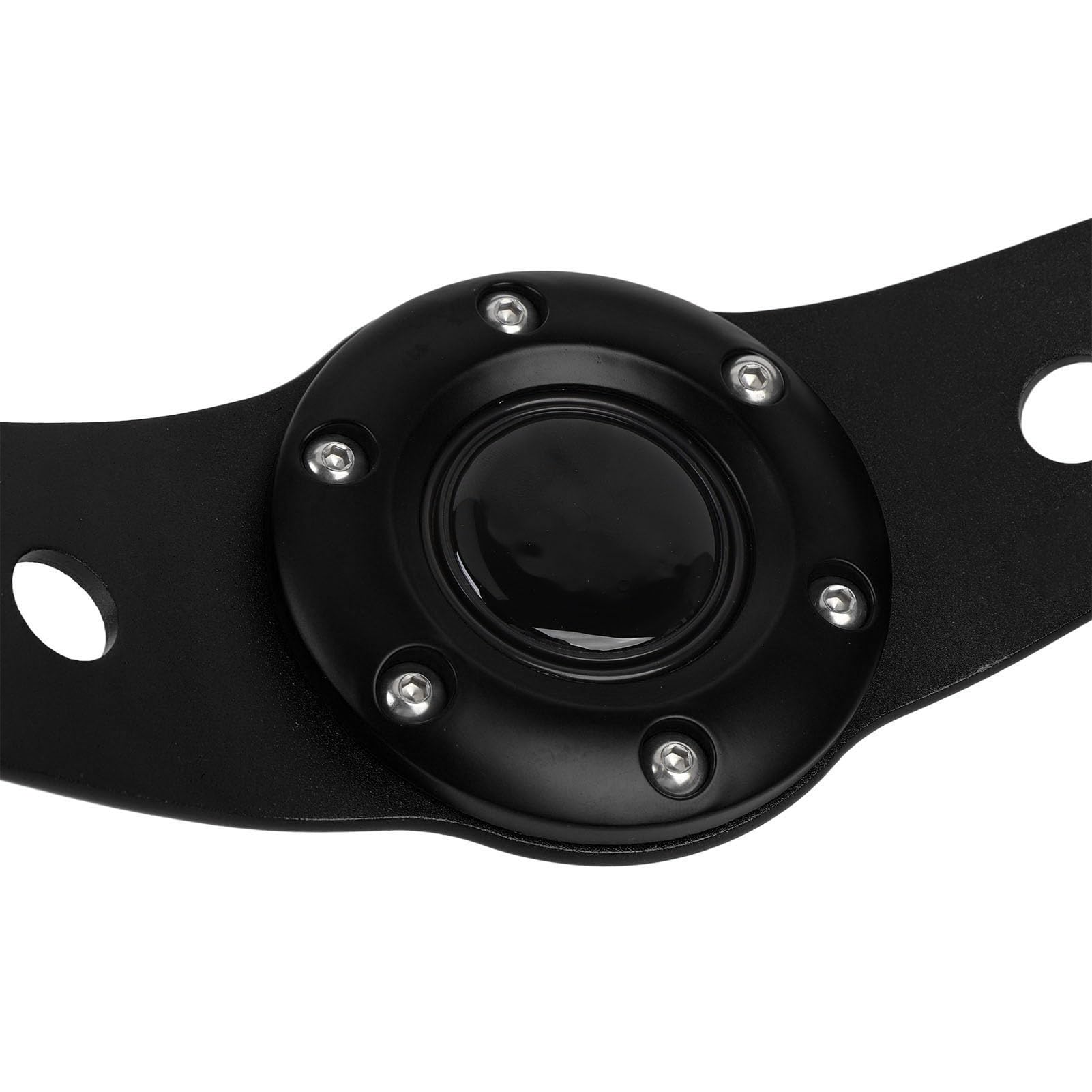 Volante per Auto 13 Pollici Volante Sportivo PU Look Elegante Resistente Agli Urti Presa Migliorata Facile Installazione Volante per Veicolo (BLACK)