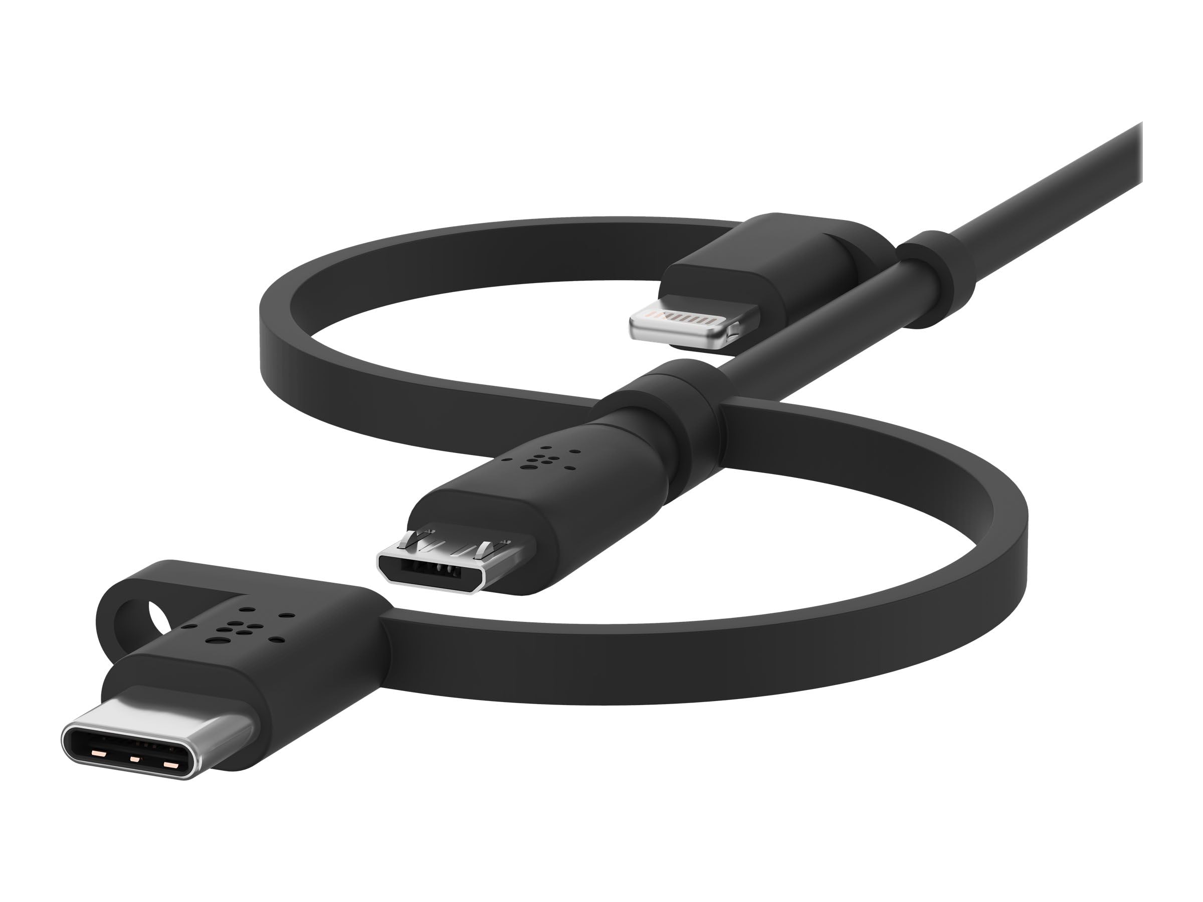 Belkin Universal-Kabel (3-in-1, USB-C-, Lightning-, Micro-USB-Ladekabel) Smartphones, Tablets, Powerbanks und andere Geräte Laden (1 m), CAC001bt1MBK