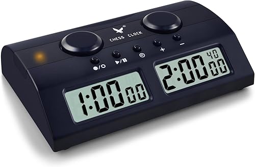 LEAP Reloj de ajedrez profesional con temporizador de ajedrez con luz indicadora y reloj despertador, ideal para ajedrez, I-GO, ajedrez chino y