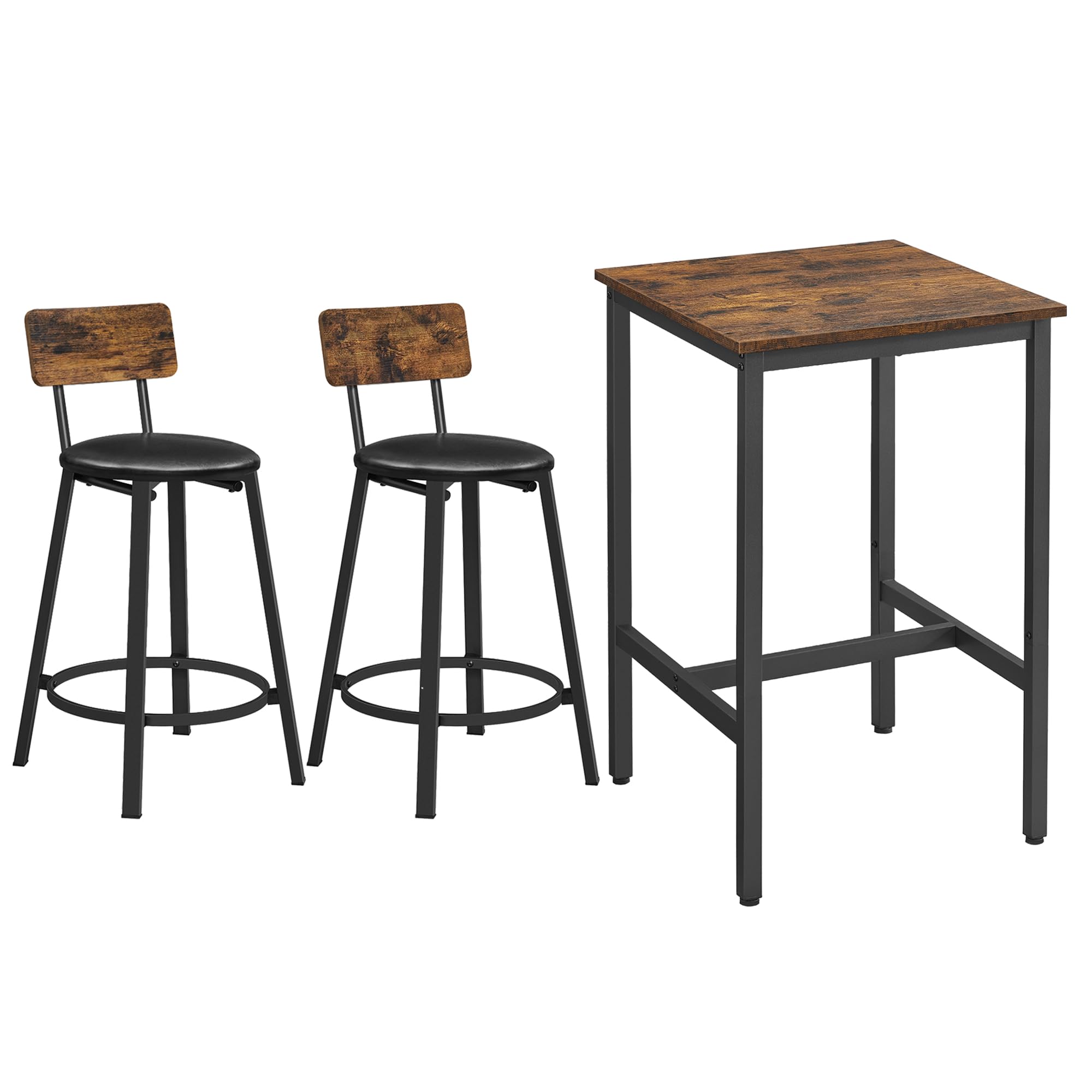 VASAGLE Bartafel met barkrukset, eettafel met 2 stoelen, voor eetkamer