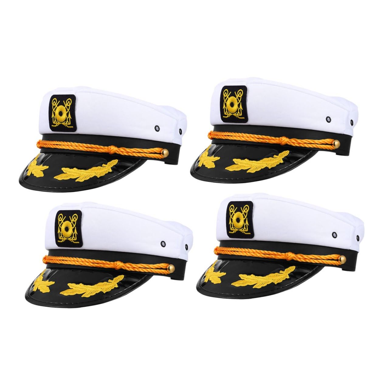 4pezzi Cappello da Capitano Regolabile per Barca e Yacht Tessuto in Poliestere Leggero e Resistente Design Ricamato Unico Adatto per Eventi di Gruppo e Abbigliamento Casual