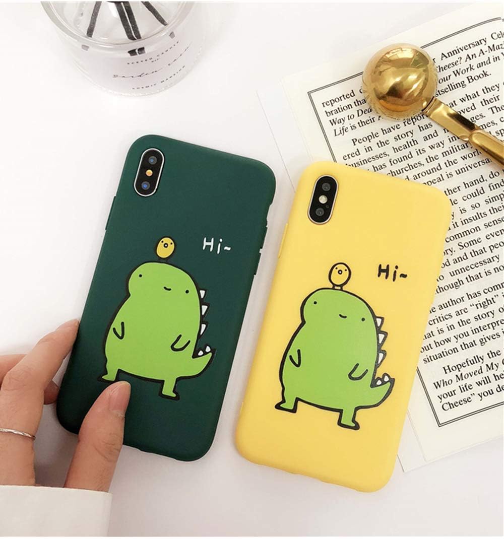 LALAPOPO Cute Dinosaur Pattern Design Printed Case for iPhone 7 Plus/iPhone 8 Plus, Animal Series Soft TPU Full Protective Slim Yellow Rubber Drop Protection for Girls Women