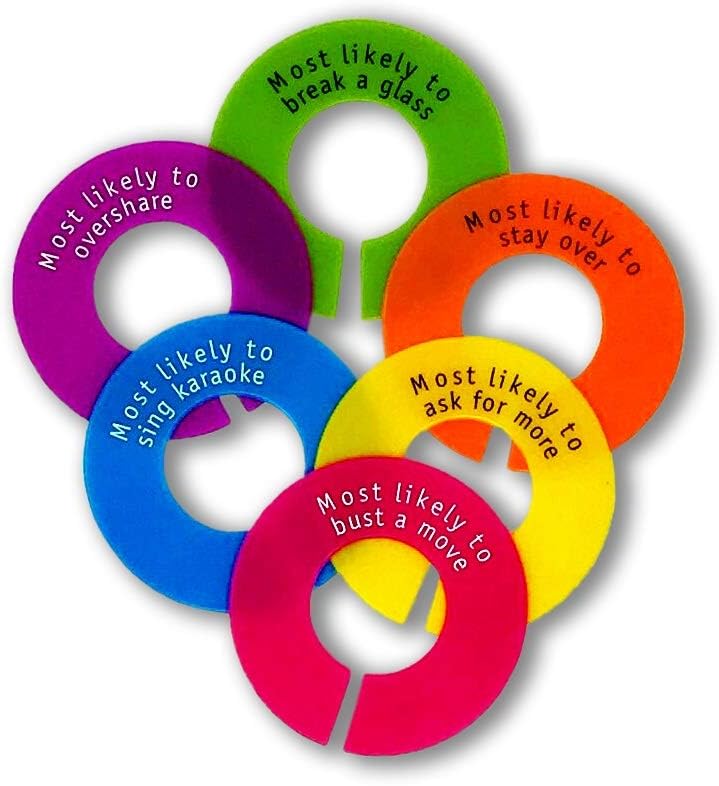 Capabunga GW40 GlassWhere Reusable Silicone Stemless Glass Identifiers with Slogans, Claim your Glass with Style and Humor, Assorted Bright Colors Collection