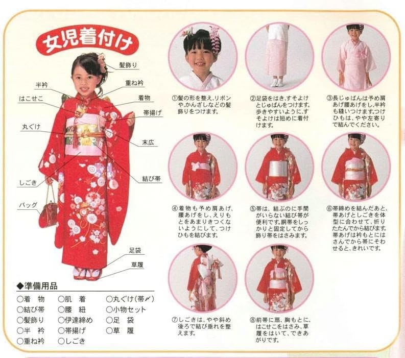 七五三、3歳用、Sサイズ祝帯ハコセコセット。16、若草色に梅柄