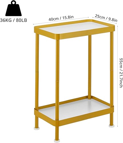 Miniatura 3 de Mesa auxiliar pequeña y estrecha, mesa auxiliar de 2 niveles con estante de almacenamiento, mesa de sofá para espacios pequeños en sala de estar,
