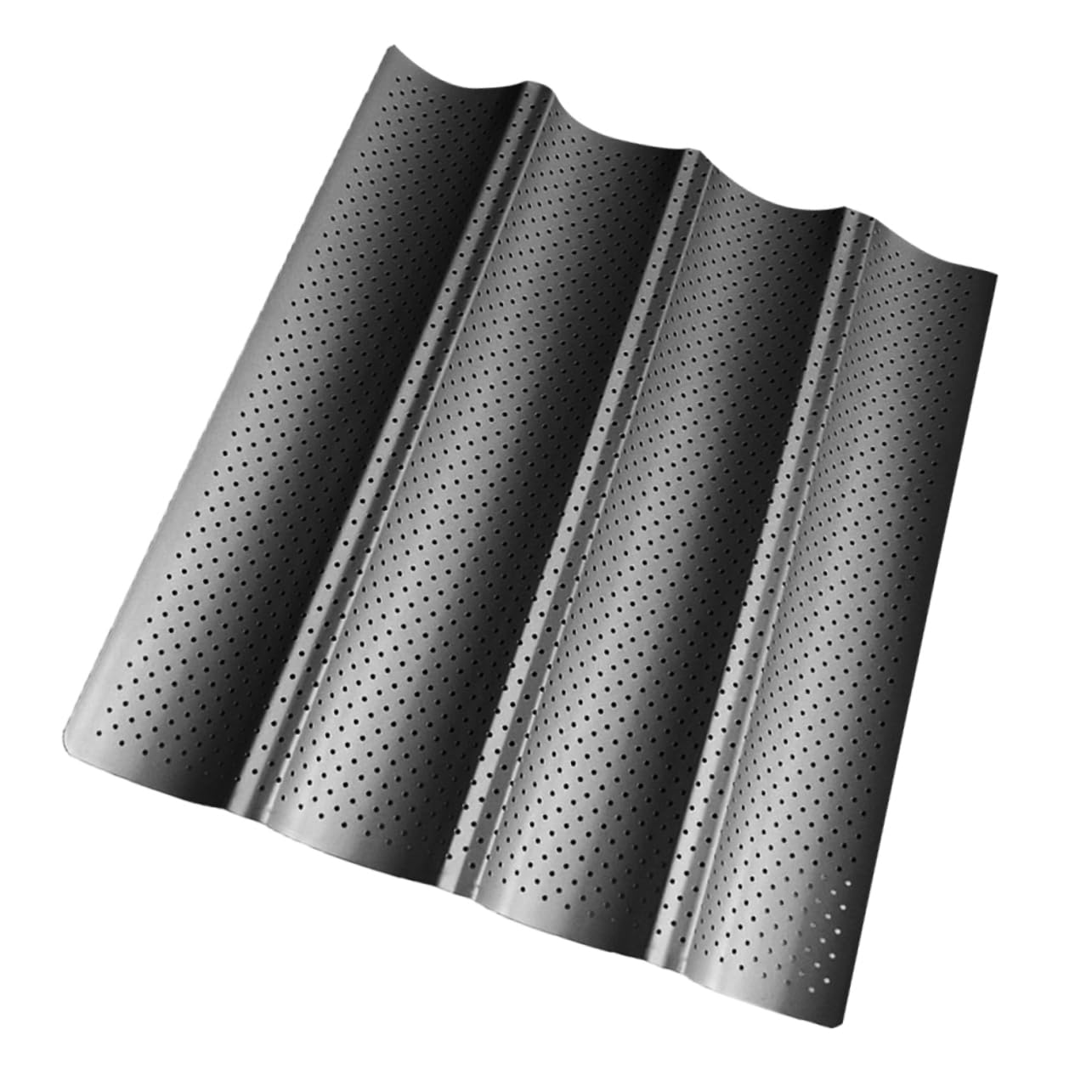 STOBAZA 1Pc Long Strip Baguette Baking Tray Nonstick Heat with Air for Home Kitchen for French Bread and Other Breads Black