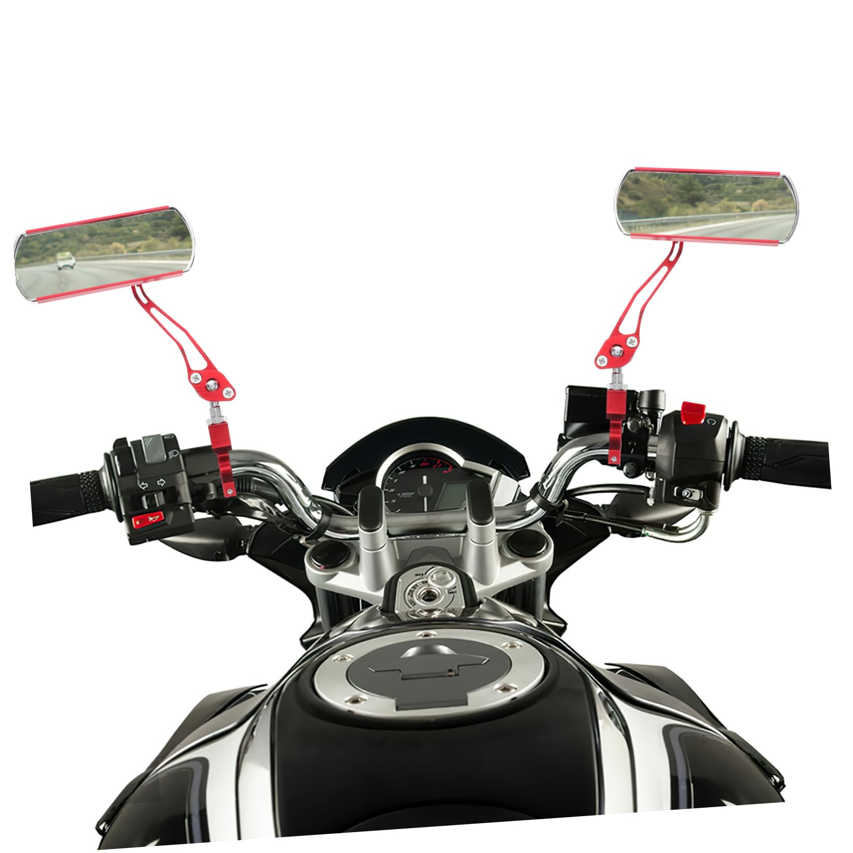 Specchietto di Angolo Vetro Installazione Regolabile Lega Alluminio Retrovisore da Manubrio Facile, Rosso per Bici Scooter