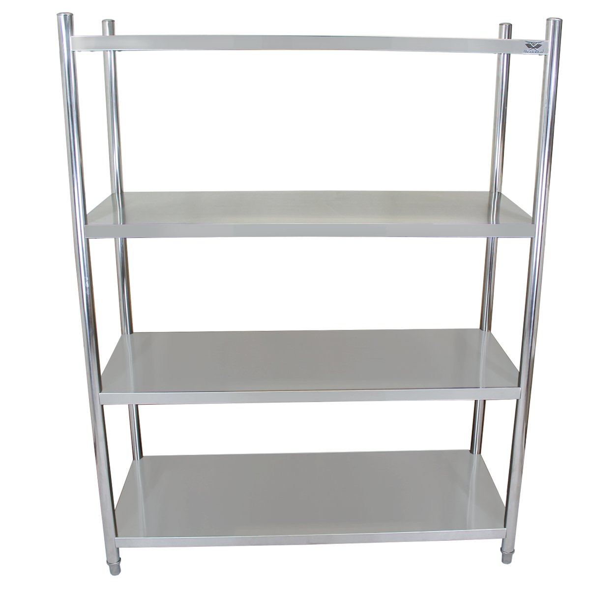 Beeketal 'BER4' Gastro Küchen Schwerlastregal mit 600 kg Tragkraft (150 kg pro Boden), Edelstahl Küchenregal mit 4 Regal Böden und justierbaren Füßen, (B/T/H) 120 x 48,5 x 155,5 cm, Gewicht: 19 kg