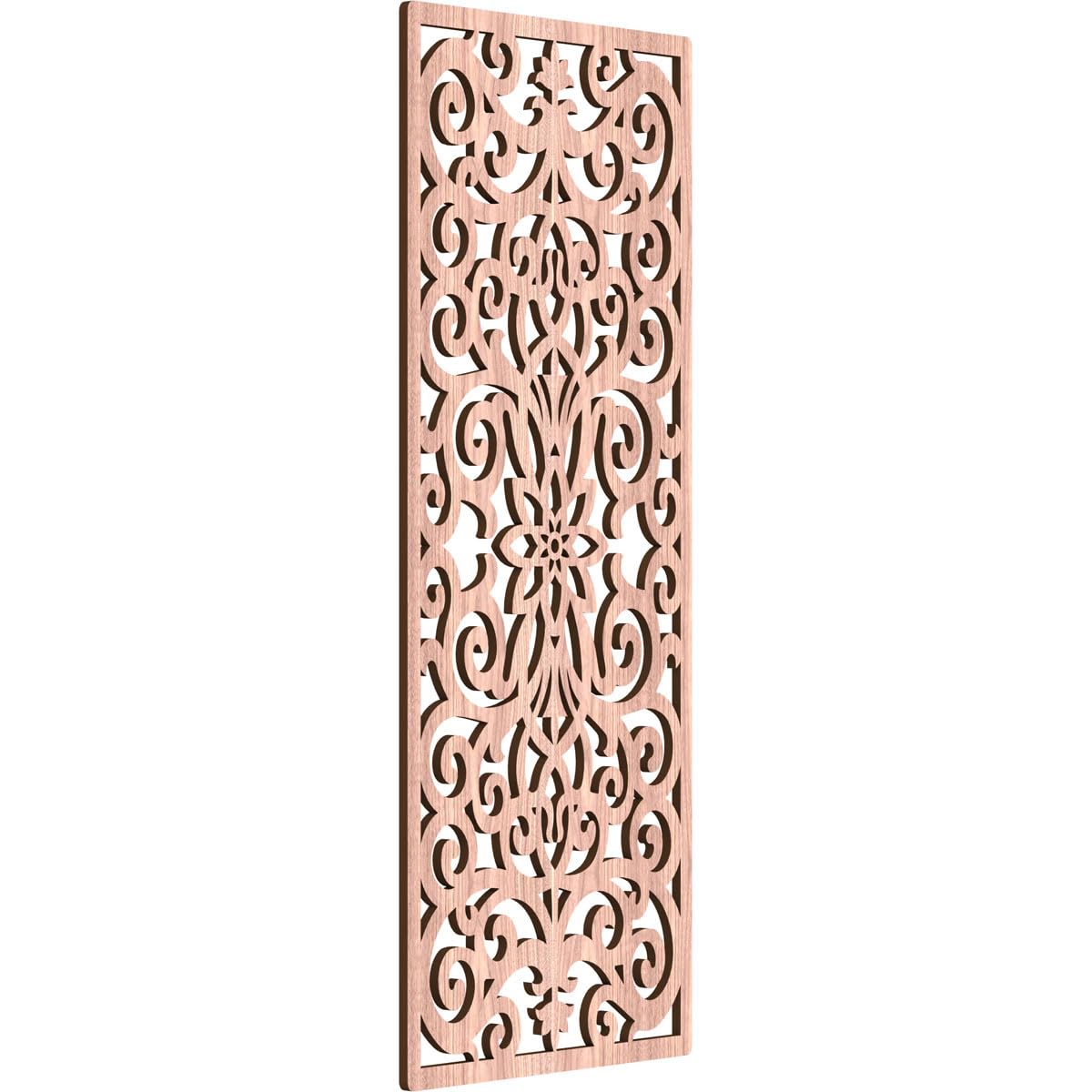 Buel Decorative Pierced Fretwork Wood Wall Panels, 17 3/8"W x 44 3/8"H x 3/8"T, Walnut