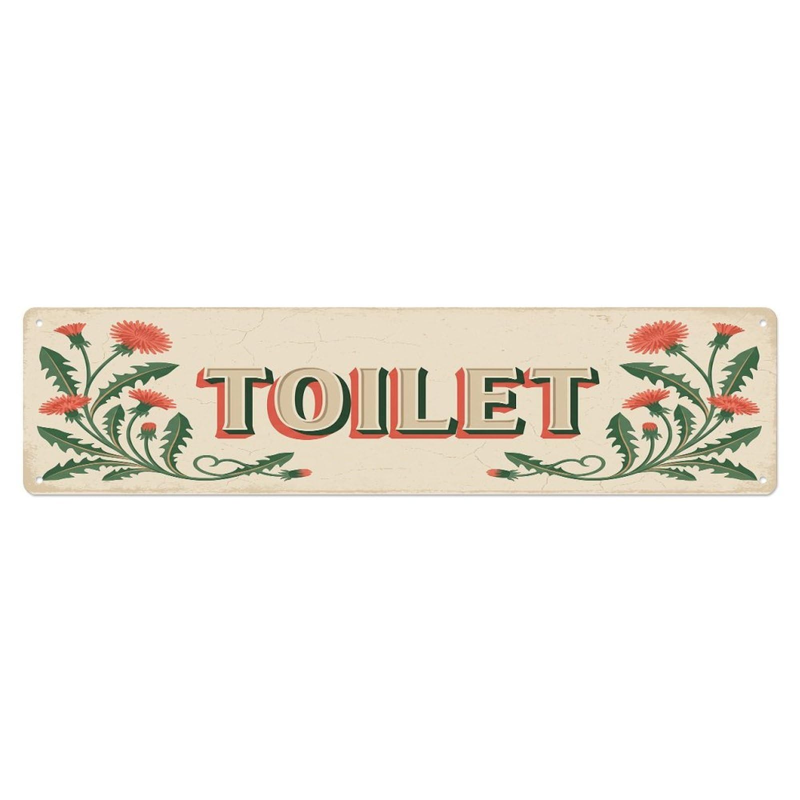 Cmhok Vintage Style Toilet Signage Dandelion Vintage Metal Tin Sign Wall Decor For Cafe, Club, Garden Metal Poster 4X16inch