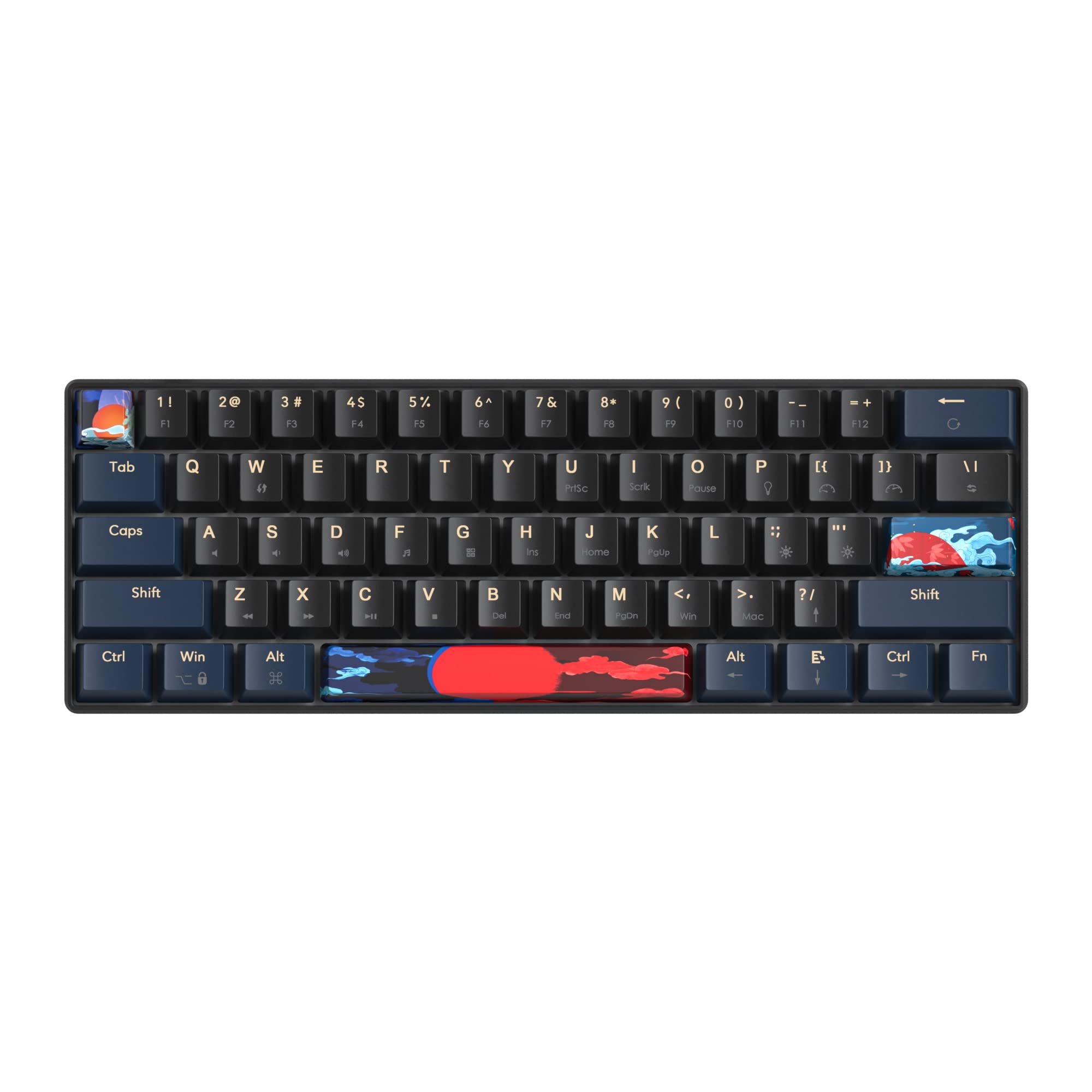 SOLIDEE 60% Teclado mecánico para Juegos,61 Teclas con Interruptor Rojo,Teclado mecánico con Cable con retroiluminación LED,Teclado ergonómico Compacto,para PS5/PS4/Xbox(61 Blue Samurai(B))