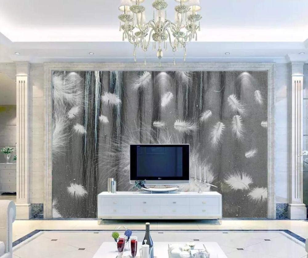 Papier peint plume nordique 250x175cm pour agrandir un salon sombre