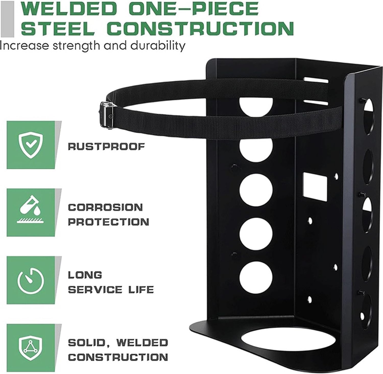 Propane Tank Holder, Steel Cylinder Mounting Bracket with Locking Strap,