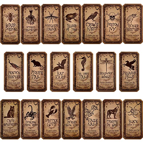 80 Pieces Creepy Halloween Animal Apothecary Bottle Labels Stickers Medicine Bottle Label Laminated Ready To Use For Party Decoration Party Gifts And Photo Props, 20 Styles #TOP13