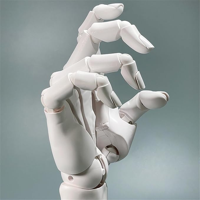 Mano derecha flexible 1:1 articulada para dibujo y pintura blanca miniatura 5
