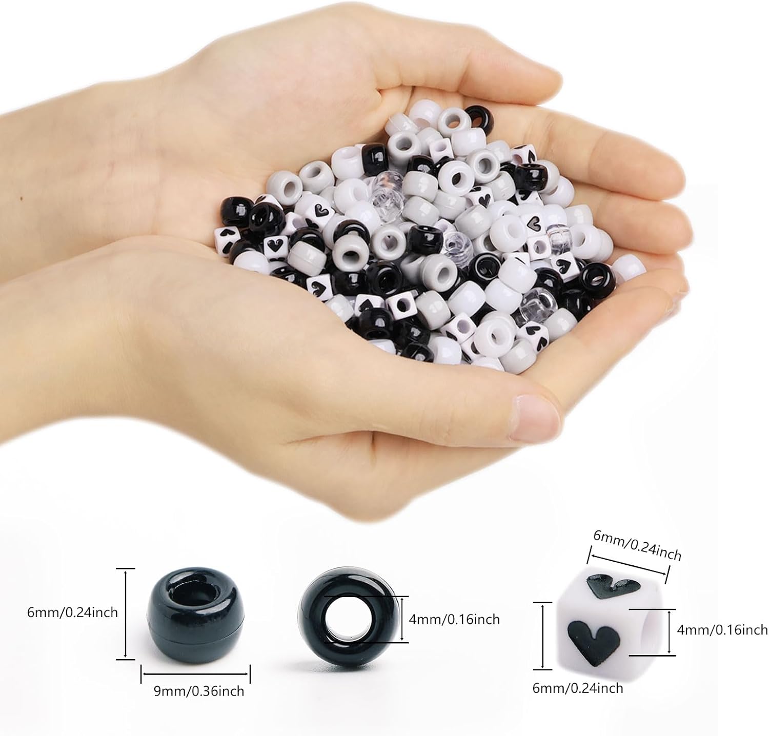 1200pcs Black and White Pony Beads, Pony Beads Bulk for Bracelets Necklace Jewelry Making, Arts & Crafts Beading Supplies for Jewelry Making, Hair Beading (Boxed) - Image 2