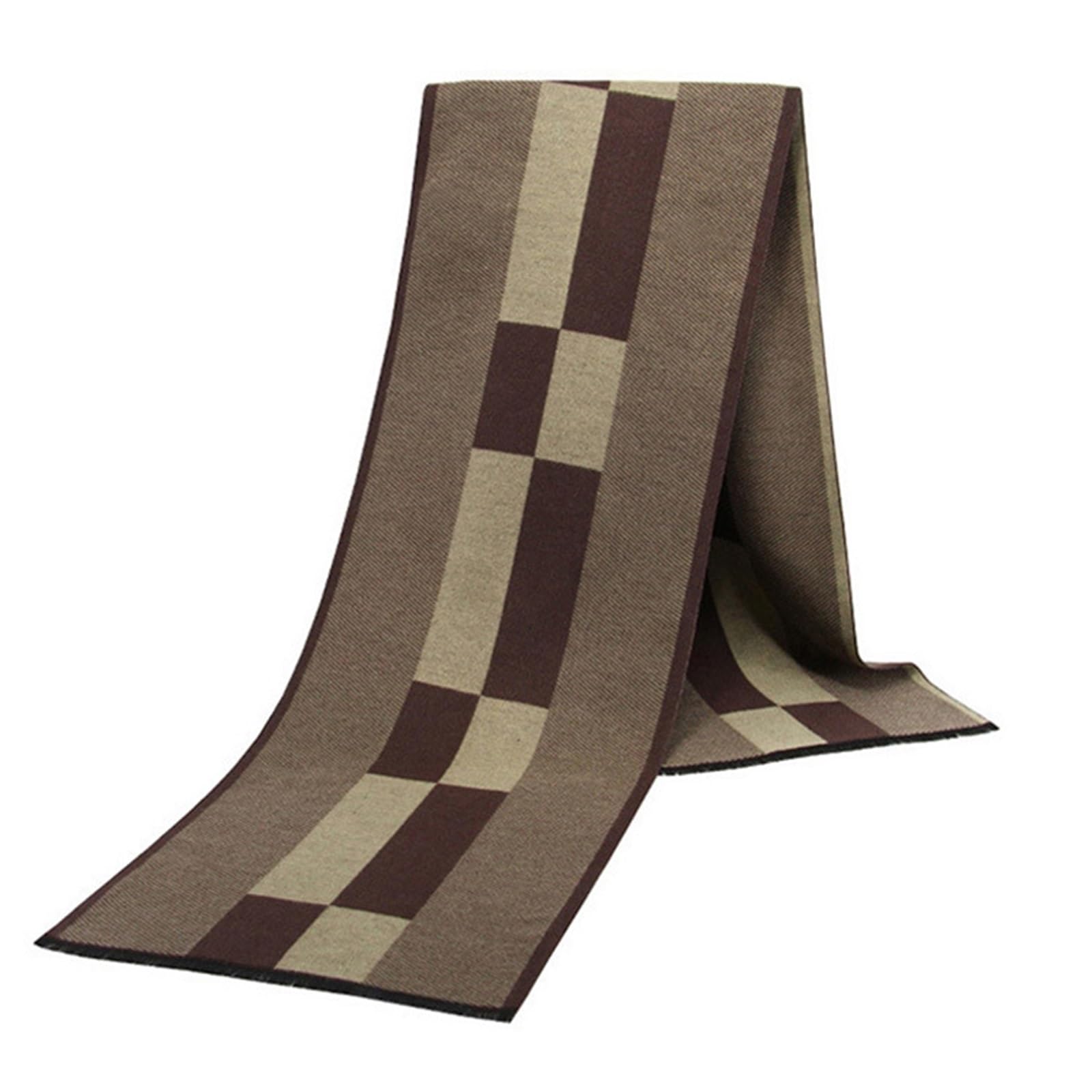 Bufanda para hombre, invierno cálido Shawl & Big Neckerchief con rayas a cuadros suaves, regalo para exteriores (40 cm)