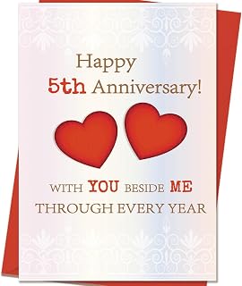 5th Anniversary Card Gifts for Him Her | Funny 5 Year Wedding Anniversary Card Decorations for Couple Husband Wife