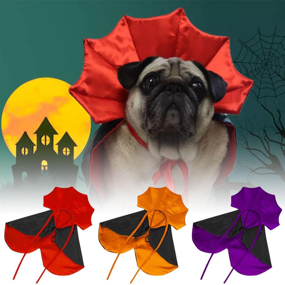 Halloween Vampir-Umhang Für Hunde – Rot/schwarz, Verstellbar, Für Kleine Bis Große Hunde, Leichtes Kostüm