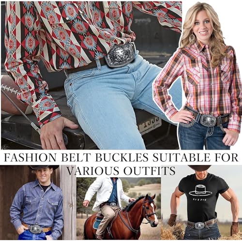 Image of Western Cowboy Belt Buckles Men - Western Belt Buckle Vintage Country Belt Buckle for Men Women Cowgirl Cowboy Gifts