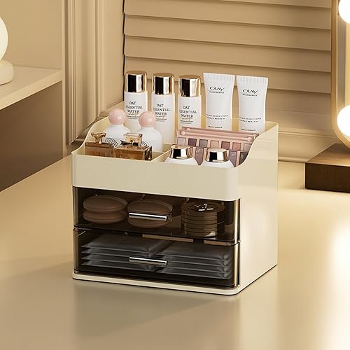Miniatura 3 de Organizador de maquillaje para tocador, organizador de tocador con 2 cajones, organizadores de maquillaje y cuidado de la piel, vitrina de