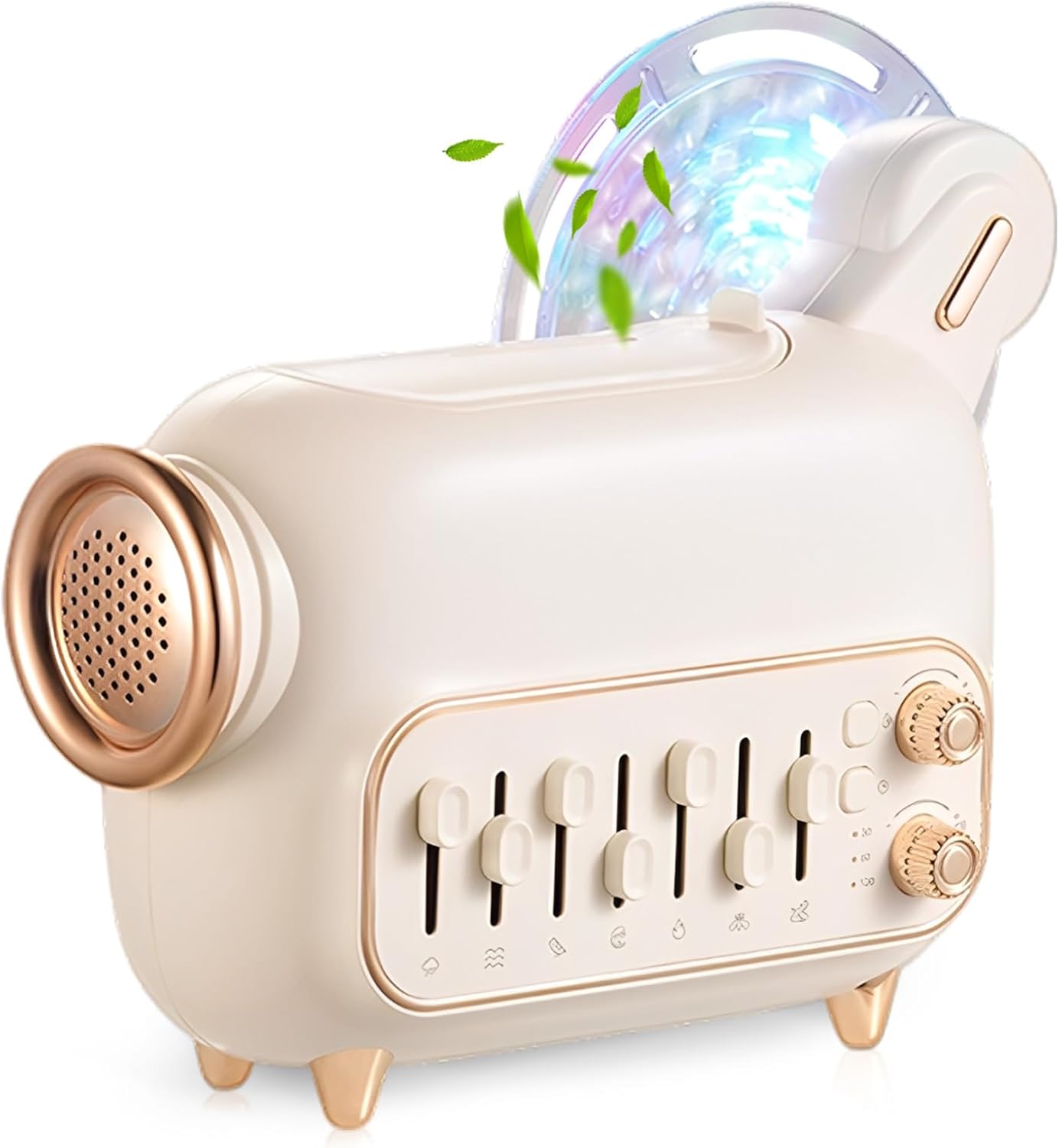 White Noise Machine with Humidifier,Essential Oil Diffuser Water Ripple Light Projector&Bluetooth Speaker – Portable Sleep Sound Therapy, 7 Natural Sounds Style DIY Mixer