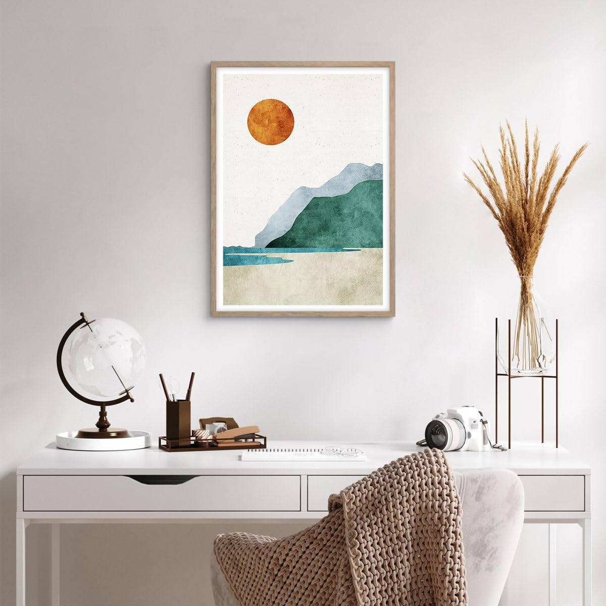 ARTTOR Cuadro Póster Marco Roble 50x70 cm Paisajes Pastel - 6186 - P2N