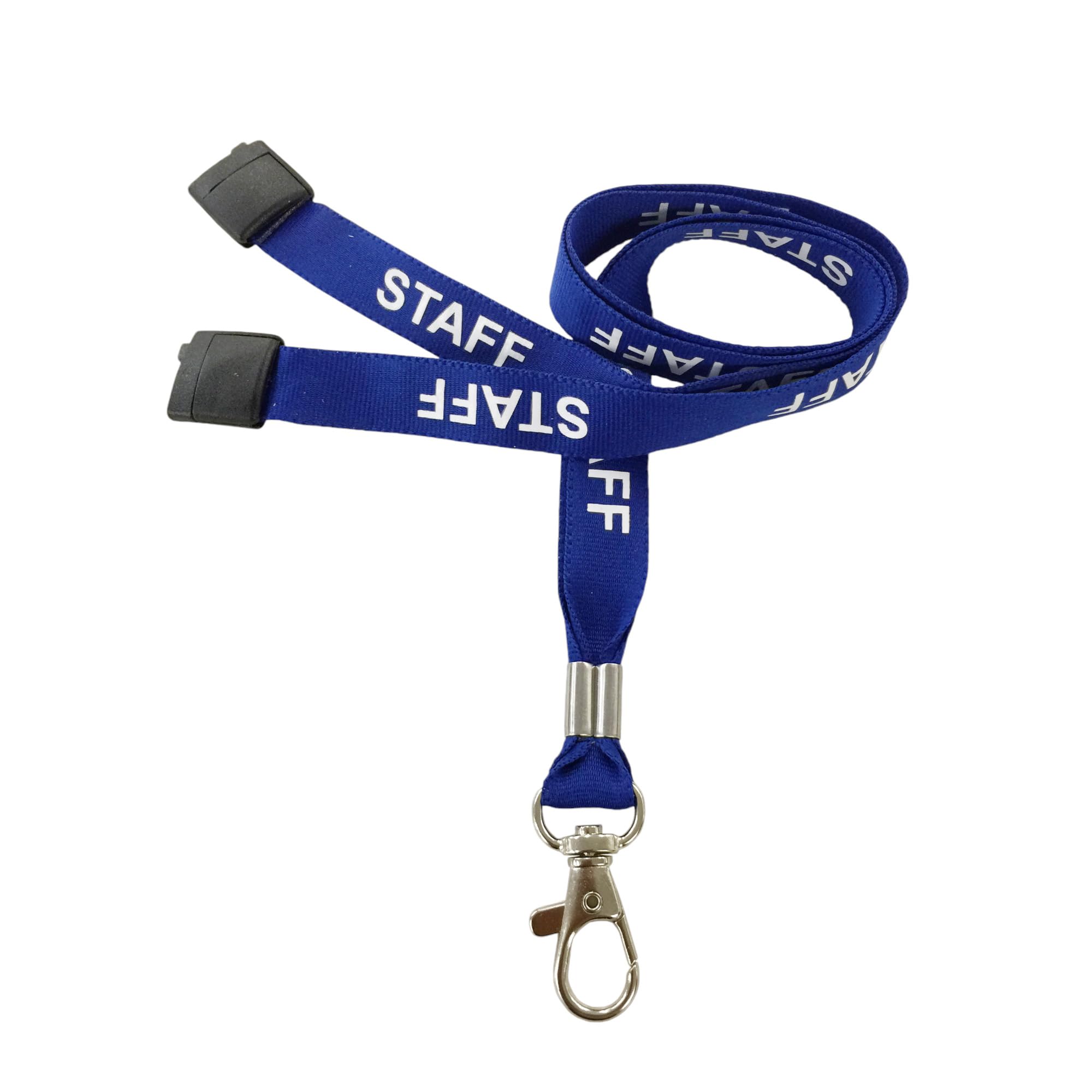 Customcard Ltd Blue Staff Lanyard with Safety Break & Metal Clip - 45cm Drop, 15mm Width - Comfortable & Durable Staff Lanyards for Office, School & Events - Professional Blue Design (Pack of 50)