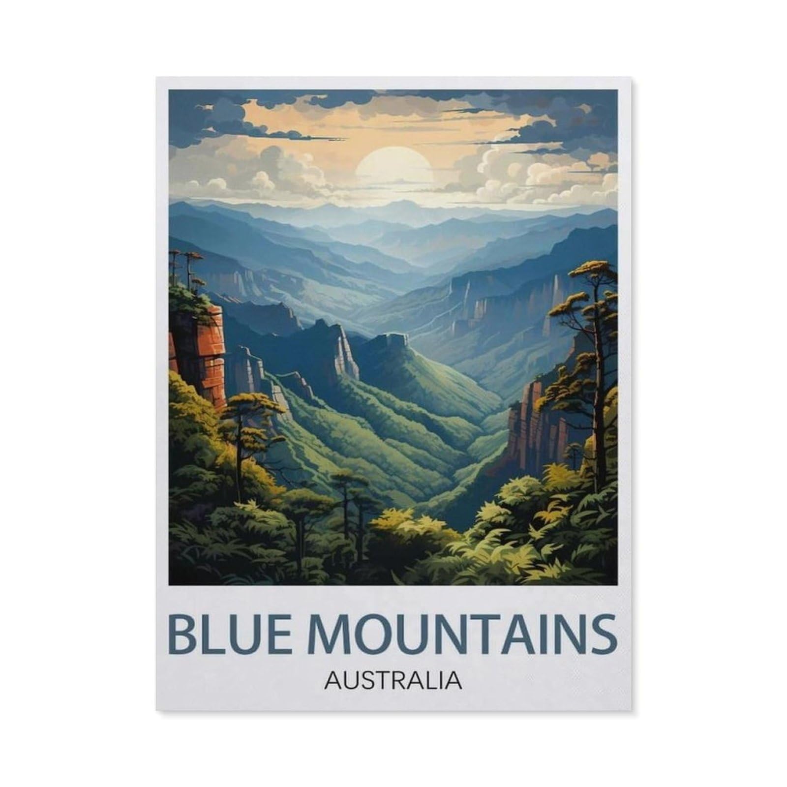 Paint by Numbers for Adults Kids Beginner，Blue Mountains Australia，DIY Acrylic Painting by Numbers Kits with Brushes Acrylic Pigment Home Decoration Brithday Gifts(40x50cm-AY95