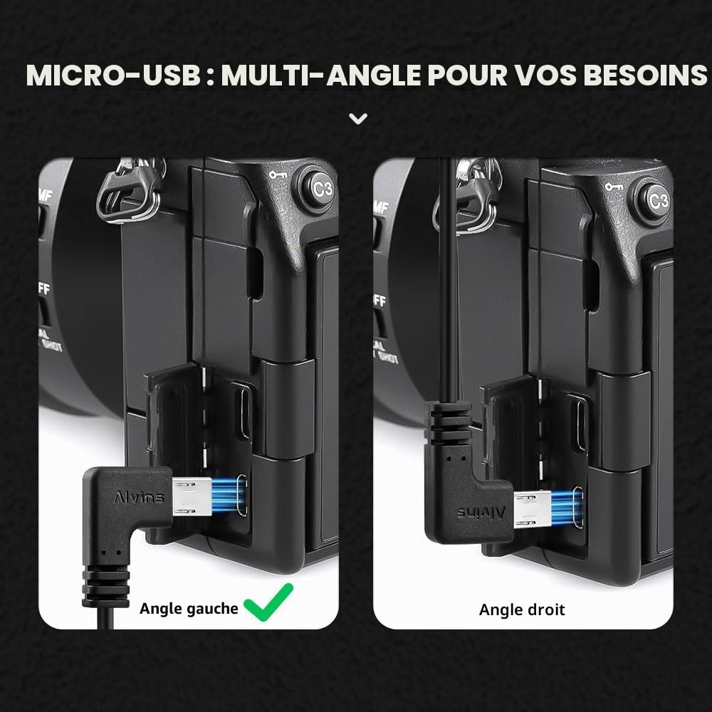 Alvin's Cables Câble timecode tentacule pour Sony FX3|FX30|A7S3|Caméra A1, câble timecode avec verrouillage TRS de 3,5 mm vers micro USB pour Deity TC-1, générateur de code temporel Tentacle SYNC E 35