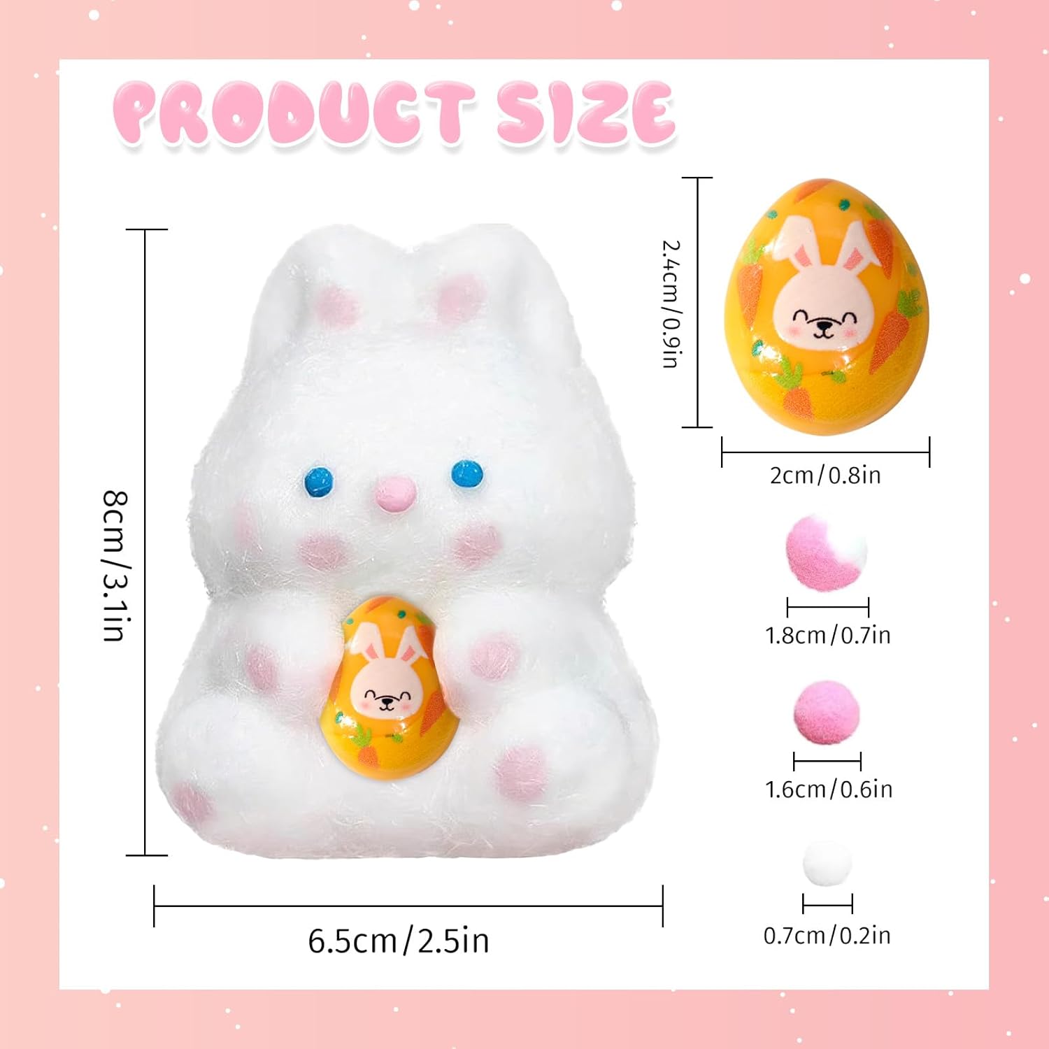 2 Packs Easter Bunny Taba Squishy Fidget Toys, Ultra Soft Squeeze Toys Sticky Toys for Autism, Fidgets Valentines Day Gifts Easter Basket Stuffers