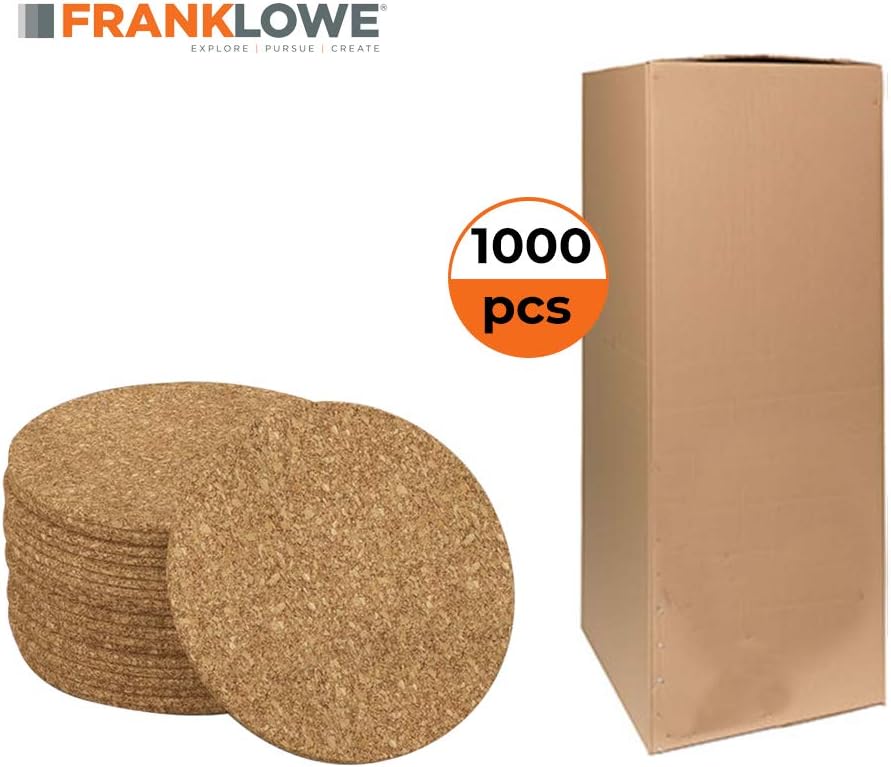 Adhesive Backed Cork w/Radius Corners for Coasters, Trivets and Art Projects – 1/16” Thick x 4" Diameter (100 PC)